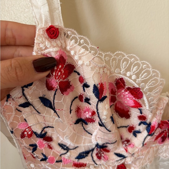 For Love And Lemons ALTERED Chemise with Red and Pink Embroidery - Picture 3 of 10